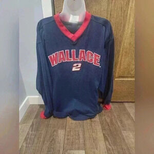 Chase Authentics Sweatshirt Men's Size L Navy Blue Vintage NASCAR Wallace #2